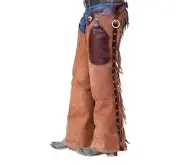 Leather Chinks Handmade Cowboy Suede Fringe Style Leather Chaps, Cowboy Chaps