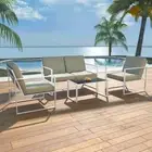 4 Piece Outdoor Patio Lounge Chairs Set with Cushions with Side Table