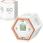 Hexagonal Gravity Induction Timer, Kitchen Timer, Digital Timer, Intelligent Timer for Cooking, Fitness, and Learning (White)