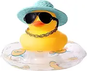 Duck For, Rubber Duck For Car Dashboard, Rubber Duck Car Ornaments, Car Dashboard Decoration Accessories With Swim, Sun Hat, Necklace And Sunglasses