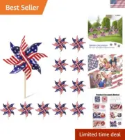 Lightweight American Flag Wind Spinners - 12 Pack for Memorial Day Celebrations