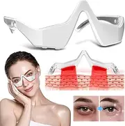 Under Eye Light Therapy Massager Glasses, 2 Modes Light Therapy for Eyes, with Eye Massage for Relieve Eye Fatigue, Eye Bags, Dark Circles (White)