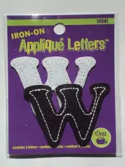 Dritz Iron-on Applique Letters (2) Letter W Black And White, NEW