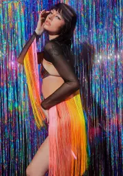 [Club Exx] Technicolor Trip Fringe Shrug