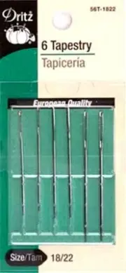 Dritz Tapestry Hand Sewing Needles Large Eye Blunt Point Size 18/22 -6 Needles