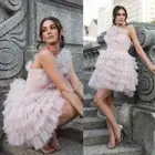 Mac Duggal NEW Tulle Ruffle One Shoulder Mini Dress Pastel Mauve $698 - Size 12