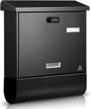 Outside Wall-Mounted Mailbox with Combination Lock and Newspaper Holder, Large C