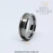 8mm Wide Hammered Tungsten Ring Blank with 4mm channel for ring inlays