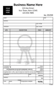 500 Locksmith Forms - 2 Part Carbonless - 5.5 x 8.5 - TMG083