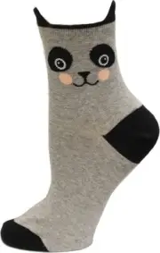 Hotsox Panda Anklet Socks, Grey Heather, 1 Pair, Women Shoe 4-10