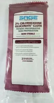 SAGE 2% Chlorhexidine Gluconate Cloth NEW 3 Packs (2 Cloths each) Exp.04/12/20