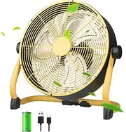 TrendGear 12 Inch Battery Operated Fan, High Velocity Floor Fan, Heavy Duty Metal Industrial Fans with Adjustable 360° Head Tilt, 9-Speed Rechargeable Fan
