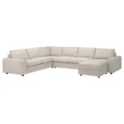 VIMLE crnr sofa-bed, 5-seat w chaise lng, with wide armrests/Gunnared beige