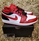 Jordan 1 Low White Gym Red Black Chicago Bulls Men's Size 11 553558-163 NEW