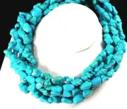 Blue Magnesite Turquoise Nugget XL Statement Bib Silver Necklace 19" FREE SHIPPI