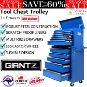 Giantz 14 Drawers Tool Box Chest Cabinet Trolley Mobile Mechanic Storage Trolly