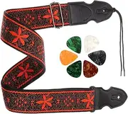 CIMAXIC 1 Set Guitar Strap with Picks Electric Acoustic Guitar Strap for Men Women Durable Easy to Use Includes and Picks Random Color