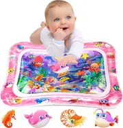 Inflatable Baby Water Play Mat Pad Fun Tummy Time Sea World For Infants Toddlers (Pink)