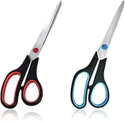 8 inch Easy Grip Left Handed Soft Grip Scissor,Fabric Scissors, Sewing Scissors,with Sharp Stainless Steel Blade and Soft Handles (Pack of 2)