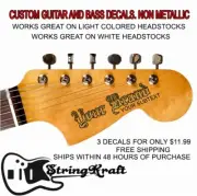 Custom MEDIEVAL Style NON METALLIC Guitar or Bass Decals. Set of 3 Decals.