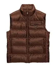 High collar sleeveless down vest IT52,IT50,IT48,IT46 cocoa brown