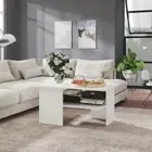 Coffee Table With Storage Shelf White Chipboard Living Room Office Furniture