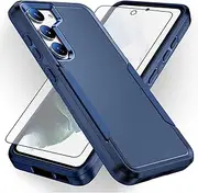 [Asuwish] Phone Case for Samsung Galaxy S23 5G with Tempered Glass Screen Protector Cover and Slim Thin Hybrid Full Body Protective Cell Accessories S 23 23S GS23 G5 SM-S911U 6.1 inch Women Men Blue