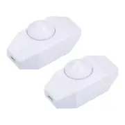 Rotary Cord Switch AC 250V 2A Slide Control Lamp Dimmer 100-Watt White 2pcs
