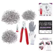 900Pcs 3/4" 1/2" 3/8" Galvanized Hog Rings with Straight Hog Ring Pliers Asso...