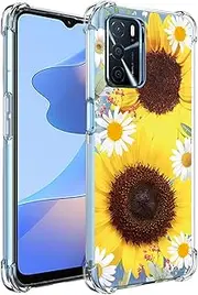 [Ueokeird] Phone Case for Oppo A55 4G/Oppo A16 4G/A16S/OPPO A56 5G/Oppo A53s 5G/Oppo A54S 4G Case Girls Women, Slim Shockproof Clear Floral Pattern Flexible TPU Protective Cover for Oppo A16 Sunflower