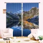 Mountains By Great River 3D Blockout Photo Print Curtain Fabric Curtains Window