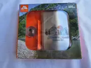 FLASK Whiskey Alcohol Stainless Steel "Adventure Awaits" 7..5 oz w/ Funnel NEW