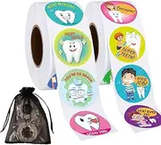 airgoesin Dental Stickers Assortment - 2 Rolls Includes 1000pcs in 16 Designs Tooth Styles Dental Themed Stickers - Dental Reward, Prizes and Giveaways, Party Favors - Fun Craft Tool, AGN-2TZJ
