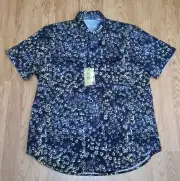 Robert Graham Button Shirt (Large) Black with Floral Print, Classic Fit, NEW