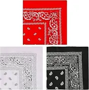 [Lezevn] 3 Pcs Paisley Bandana Scarf Headband Scarf Headwear Scarf Cotton Cowboy Handkerchief