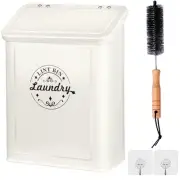 Magnetic Lint Bin for Laundry Room Organization and Storage with Brush, Wall-...