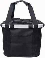 Folding Bike Basket - Removable Front Bag, Small Pet Carrier, Aluminium Multi-Purpose Container for Picnic, Shopping, Camping, Pet, Commuter