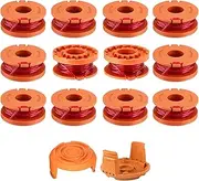 RUIITEN WA0004/WA0010 Worx Replacement Trimmer Spools, 0.065" Weed Eater Lines Caps for Worx String Trimmer Weed Eater WG154 WG163 WG160 WG180 WG175 WG155 WG151 (12 Spools + 2 Caps)