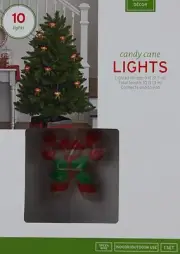 10 Candy Cane String Lights Green Wire Lighted length 9 ft Indoor Outdoor Use