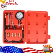 8PCS Petrol Engine Cylinder Compression Tester Kit for Motorcycle Car Truck, Red