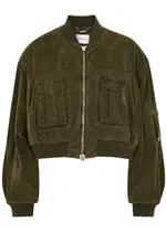 Blumarine Velvet Bomber Jacket - Olive - 40 (UK 8 / S) 40 (UK 8 / S)
