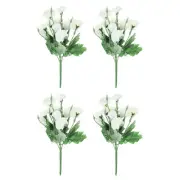 5 Branch 10 Artificial Silk Hydrangea, 4 Pack Fake Flowers Faux Decoration White