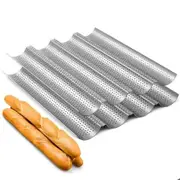 2-Pack Nonstick Toaster Pan/Perforated Baguette Pan/Mold Oven (15" x 13") for French Bread Baking (4 Wave Loaves)