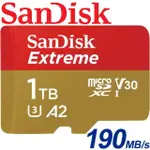 【SANDISK 晟碟】1TB 190MB/S EXTREME MICROSDXC U3 V30 A2 記憶卡(平輸)