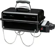 Weber Go-Anywhere Gas Barbeque Grill | Portable Gas BBQ Grill | Table Top Camping Barbeque with Lid | Porcelain-Enamelled Bowl | Small & Lightweight Deep Dish Outdoor Stove - Ivory (1125004)