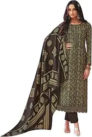[ladyline] Formal Pashmina Salwar Kameez Foil Printed Embroidered Ethnic Indian Pakistani Dress