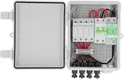 Solar Combiner Box, 4 String PV Combiner Box with Lightning Arreste, 63A Circuit Breakers and 10A Rated Current Fuse, for Solar Panel System, IP65 Waterproof, with Combination Lock