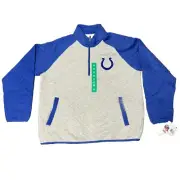 NFL Indianapolis Colts Men’s Quilted Gray Quarter Zip with Pockets Size XL NWT