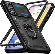 [Giyer] Case for Samsung Galaxy A25 5G with Screen Protector, Mobile Phone Case A25 5G Case with Camera Protection 360° Metal Ring Stand Shockproof Bumper Outdoor Protective Case Samsung A25 Case Cover