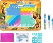 Water Doodle Mat for Kids - 60 x 80 cm Large Water Drawing Mat, Mess-Free Painting Mat for Kids, Magic Canvas Water Play Mat with Pens & Stencils, Educational Toddler Craft & Gifts for Boys and Girls